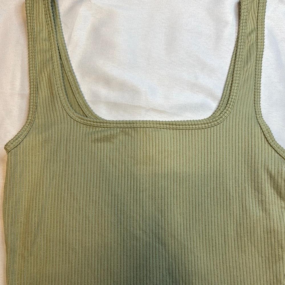 RVCA Olive Green Ribbed Crop Top